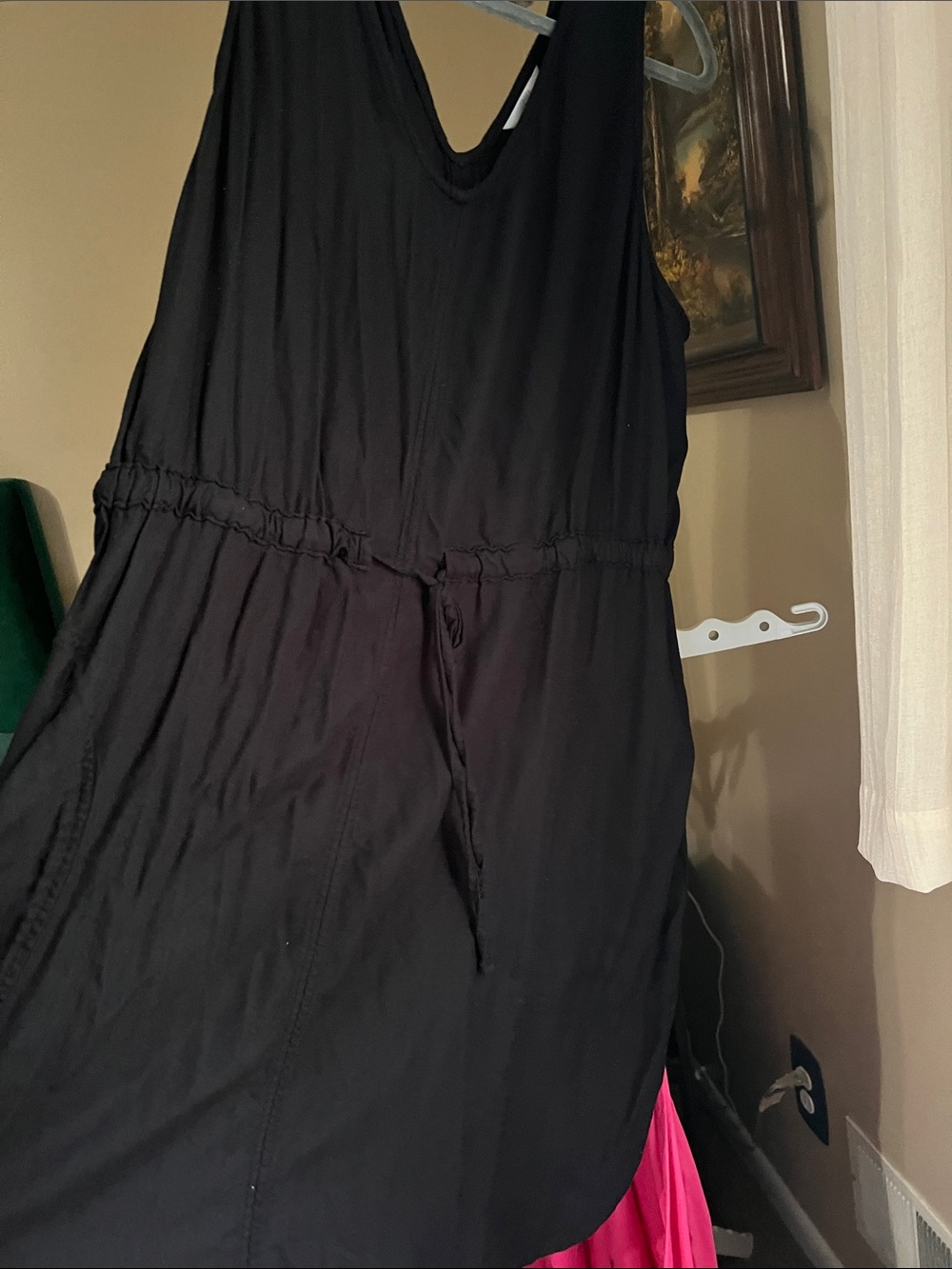 Time and Tru Black Sleeveless Midi Dress with Drawstring Waist